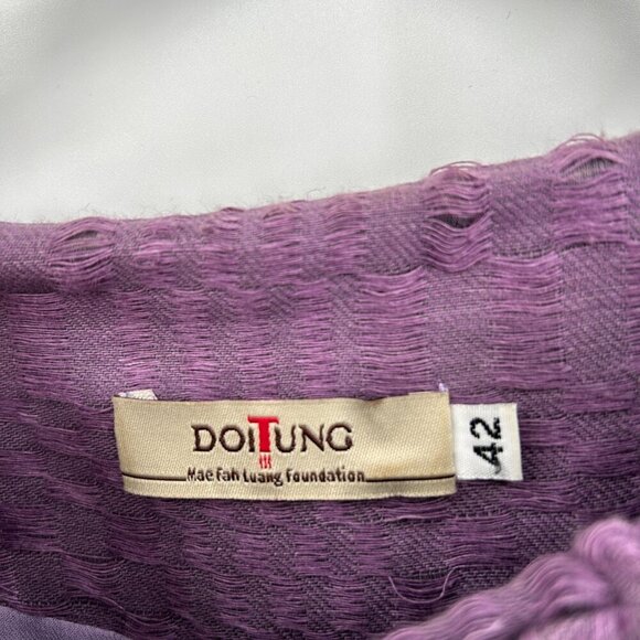 DOITUNG Purple Cotton Single Button Open Pleated Designer Blazer Size EU 42 - Picture 6 of 9